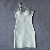 Robe bandage asymétrique à strass Sonia